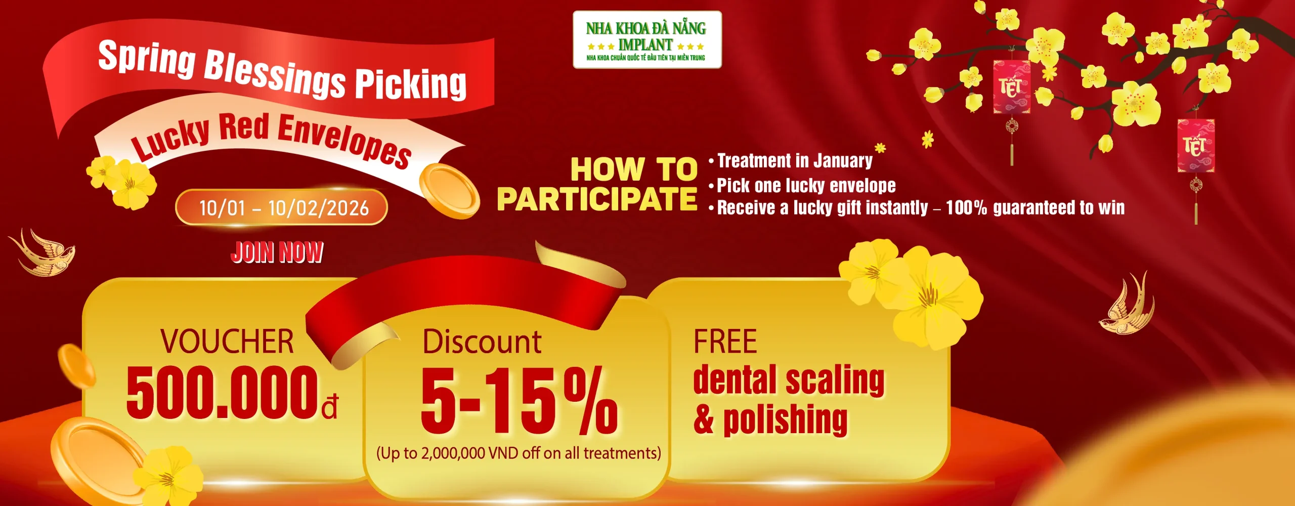 [PROGRAM] Spring Lucky Opening – Lucky Red Envelopes at Da Nang Implant Dental Clinic