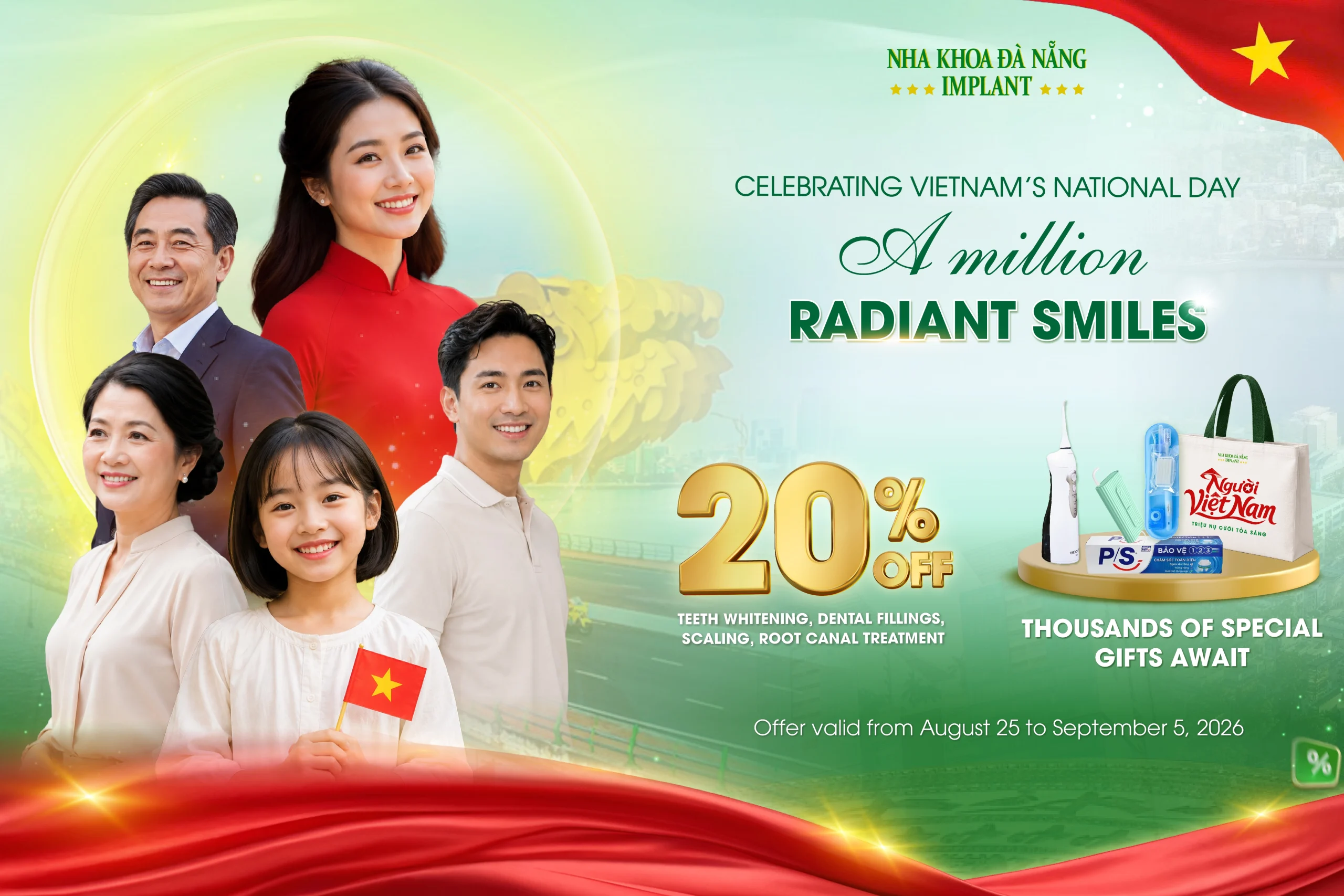 Promotion 20% Off With Thousands of Gifts – Celebrating National Day at Da Nang Implant Dental Clinic